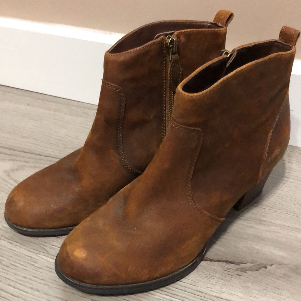 Franco Sarto Brown Leather Ankle Boots